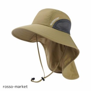 [Bassdash] バスダッシュ 釣り 帽子 uvカット つば広 ネックシェード付きハット 日除け帽子 撥水 吸汗 速乾 ポニーテール穴付き フィッシ