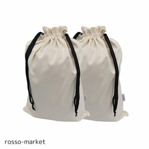 DZTSMART シューズ収納袋 (2枚セット) ランドリーバッグ 巾着・大 コットンバッグ 無地巾着袋 靴収納 シューズケース 巾着袋32 × 43cm巾