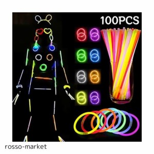 AAGWW 5 × 200 mm 100pcs 蛍光ブレスレット ペンライト 光る棒 ライト 景品 縁日 ケミカルライト 接続ジョイント付 夏祭り 学園祭 文化