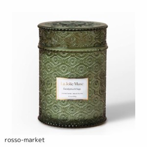 LA JOLIE MUSE アロマキャンドル 木芯 ユーカリとセージの香り 550g 90時間 大型 おしゃれ グラスジャー 自然素材のソイワックス