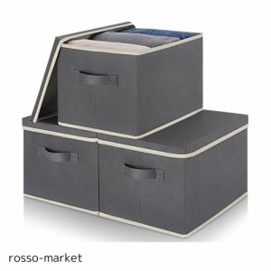 ASXSONN 収納ボックス 蓋付き 3個セット 折り畳み 収納ケース 取っ手付き 蓋付き収納ボックス カラーボックス 収納ケース 衣類収納 小物