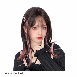 Limakaraウィッグ セミロング ストレート インナーカラー ピンク グラデーション ロング ミディアム フルウィッグ ロリータ wig コスプレ