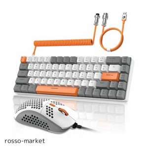 ZIYOU LANG T8 60%メカニカル式キーボードマウスセット 赤軸 有線 ゲーミングキーボードマウス RGBバックライト付き テンキーレス全キー