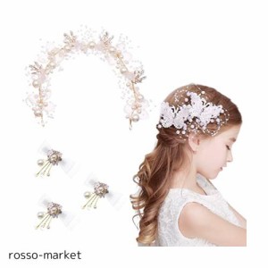 サムコス 髪飾り 3種セット 子供 こども 花 蝶々 リボン ヘアアクセサリー ヘアークリップ ヘアピン カチューシャ 髪留め ヘッドドレス 