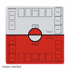 Dnoymab フルサイズ プレイマット カードゲーム ラバー プレイマット 2人用 滑り止め 収納バッグ き 60×60cm (赤/白)
