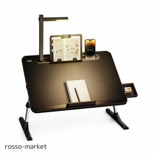 SAIJI ベッドテーブル LEDライト付け 3段明るさ調整 ミニテーブル 収納可能 折りたたみテーブル「安定性強化版」机 ローテーブル ノート