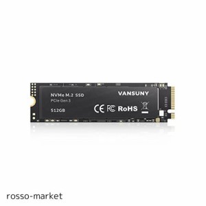 Vansuny 内蔵SSD 512GB PCle 3.0 NVMe M.2 SSD 3D NAND NVMe M.2 2280 内蔵ソリッド ステート ドライブ PCIe SSD より高速な PC とラップ