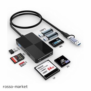 USB C USB 3.0 マルチカードリーダーハブ、8 in 2 XD SD CF MS TF MicroSDカードアダプター+ USBハブ×3、XDピクチャーカードリーダー 5G