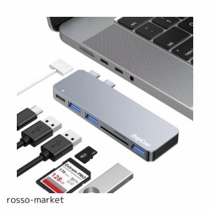 RayCue Macbook ハブ M1 M2 Macbook Air ハブ Macbook Pro ハブ 適応 USB Type C ハブ 6-IN-2 USB-C ハブ PD充電ポート USB3.0ポート SD/