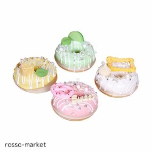 OUNONA 食品サンプル ドーナツ ケーキ 模型 パン おままごと 本物そっくり リアル ディスプレイ 4個 学校 行事 果物屋などに 食玩 展示 