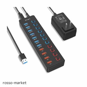 USBハブ JESWO USB3.0 ハブ 電源付き 11ポート USB HUB USB3.0ポートx7 5Gbps高速伝送 + 充電ポートx4 100cmケーブル USB拡張 セルフパワ