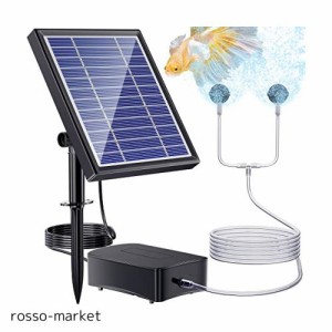 NFESOLAR ソーラーエアーポンプ 蓄電 メダカのエアーレーション 太陽光充電式エアポンプ エアチューブ エアストーン 付き 2.5W太陽光パネ