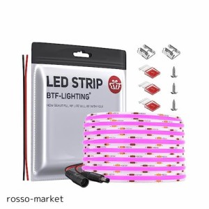 BTF-LIGHTING FCOB COB LEDテープライト 高密度 フレキシブル LEDテープライト 5M 480LEDs/m 2400LEDs/5m ピンク 幅8mm ストリップライト