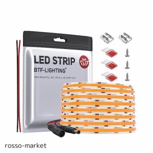 BTF-LIGHTING FCOB COB LEDテープライト 高密度 フレキシブル LEDテープライト 5M 480LEDs/m 2400LEDs/5m オレンジ 幅8mm ストリップライ