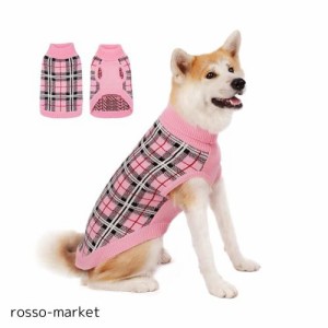 ThinkPet 大型犬用セーター - 大型犬用犬用クリスマスセーター 女の子 男の子 - 犬用服 ニット 暖かい 柔らかい 寒い季節用 (千鳥格子ピ