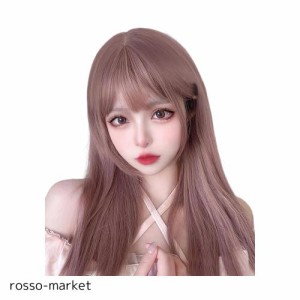 FORCUTEUウィッグ セミロング ピンク ストレート ミディアム かつら 女装 フルウィッグ レディース 女性 カツラ ファッション 地雷 コス