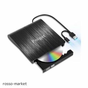 【2023新登場】Poiget CD/DVDドライブ 外付け DVDレコ DVD-Rプレイヤー CDレコUSB3.0＆Type-C両用 内蔵ケーブル Window/Linux/Mac OS対応