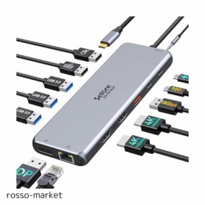 ドッキングステーション type c USB C ドッキングステーション hdmi 2つ 長持ちアルミ製 usbハブtype c【13 in 1】 3画面モード トリプル