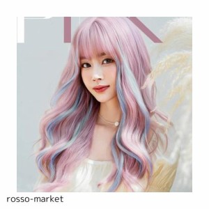 Haircube ウィッグ セミロング 巻き髪 ぱっつん前髪 レディース フルウィッグ パーマ 小顔効果 ファッション ミディアム 可愛い 仮装 耐