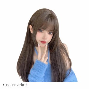 FESHFEN ウィッグ ロング 姫カット ストレート フルウィッグ かつら 姫髪 ロングヘアー カツラ レディーズ 女装 ウィッグ 自然 ハロウィ