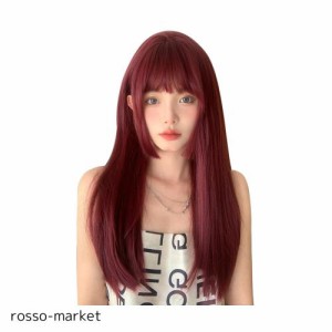 FESHFEN ウィッグ ロング 姫カット ストレート フルウィッグ かつら 姫髪 ロングヘアー カツラ レディーズ 女装 ウィッグ 自然 ハロウィ