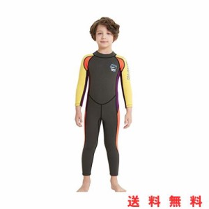 ウェットスーツ 子ども用 2.5mm フルスーツ 長袖 マリンスポーツ ダイビングスーツ 男の子 Lサイズ グレー