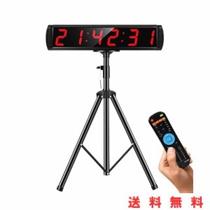Huanyu LEDデジタルタイマー 大型 スポーツタイマー 4インチ 高輝度 可視10M 時計 24時間表示 カウントダウン ストップウォッチ 壁掛け/