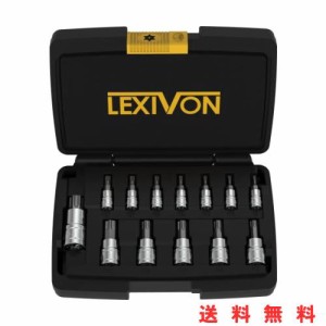 LEXIVON トルクレンチ、インパクトレンチ、ドリル用のトルクスビットソケットセット プレミアムS2合金鋼 | スター T8〜T60 13点セット | 