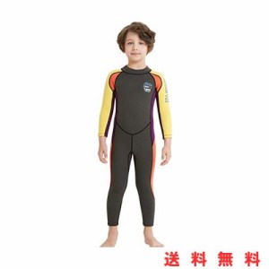 HIUGO 2.5mm 子供ウェットスーツ 男女兼用 キッズ ウェットスーツ 子供用 水着 男の子 女の子 スイムウェア 防寒保温 上下一体 ワンピー