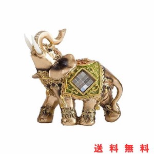 象 置物 ゾウ 象の彫刻 かわいい 動物 オブジェ 風水グッズ インテリア 玄関 装飾品 贈り物 (M, グリーン)