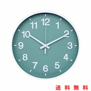 掛け時計 静音 北欧 おしゃれ 立体数字 直径30cm 連続秒針 クオーツ 壁掛け時計 (グリーン)