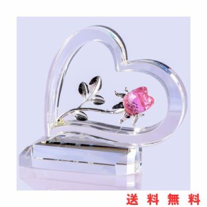誕生日プレゼント 母親 妻 彼女 人気【正規品】 K9クリスタル ハート型のバラ 枯れない花 (ピンク)