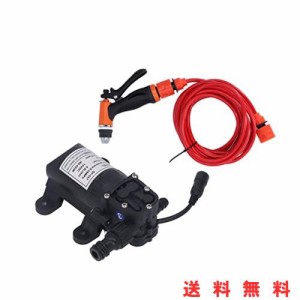 車用 2ホース 付き 耐久性 12V ポータブル高圧洗浄機 160PSI 電気洗浄機 ポンプキット