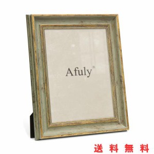 Afuly フォトフレーム おしゃれ 6切り 写真立て アンティーク グリーン ゴールド 壁掛け 縦横兼用 額縁 記念日 誕生日 お祝い ナチュラル