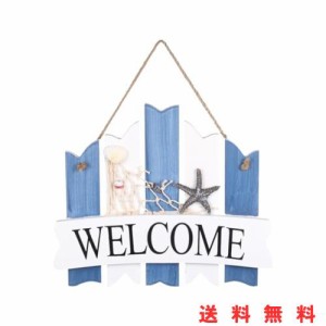 LIFKOME ドアプレート ウエルカムボード welcome プレート 地中海風 航海 壁掛け飾り 木製看板 掛け看板 壁飾り 店舗 屋外 玄関小物 イン