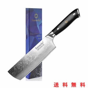 Sunnecko 菜切り包丁 ダマスカス包丁 180mm 73層 VG-10 野菜包丁 包丁 ステンレス 両利き 肉切り よく切れる 錆びにくい (菜切り包丁180m