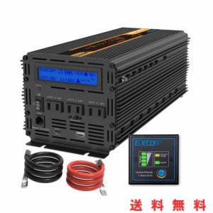 EDECOA インバーター 正弦波 2000w 12v DC を 100v AC 電力変換器 4000Wピーク50Hz/60Hz、リモコン、2x USB、液晶、ACソケット3個