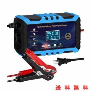 12Vバッテリー充電器 車/バイク バッテリー充電器 自動バッテリーチャージャー パルス充電器 6A充電電流 4-100Ah鉛蓄バッテリー用 LED表