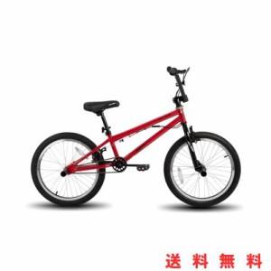 HILAND 20インチ BMX自転車 フリースタイル 初心者向け 練習用bmx 街乗り対応ブレーキ付き 街乗り 子供用 大人用 キックスタンド付き ブ