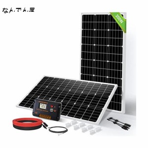 ECO-WORTHY 200W ソーラーパネル キット 100W 単結晶ソーラーパネル*2枚 + 10m ソーラーケーブル（5m 赤・5m 黒）+ 30A チャージコントロ