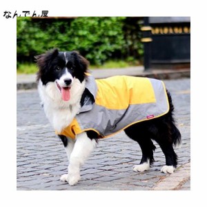 Umora 犬用レインコート カッパ 雨具 通気 帽子付 散歩用 小型犬 中型犬 大型犬（オレンジ+グレー XL）