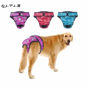 犬 おむつカバー, PETBABA 犬用 サニタリーパンツ 犬 おむつ 生理用品 3枚セット 雌犬/中大型犬/老犬用 犬の発情期/介護用 マナーパンツ 