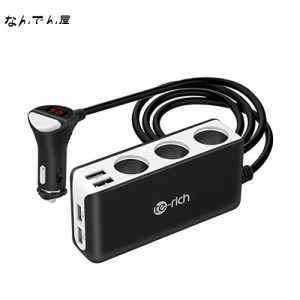 Te-Rich シガーソケット usb 車載充電器 ソケット 3連 4USBポート 最大6.8A/5V 急速充電 12V/24V車対応 LED付 オート電圧測定 スマート識