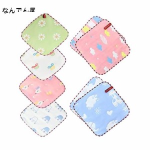 KKigugol ガーゼハンカチ 子供タオル 6層ガーゼおしぼり【6枚セット 綿100％ サイズ25*25cm ミニ ハーフハンカチ 紐付き】子供 保育園 口