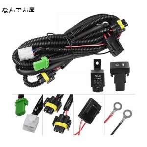 HUIQIAODS H8/H11/H16 LED対応 汎用 スイッチ付 後付フォグランプ用 フォグ配線 リレーハーネス トヨタ 日産 スズキ ダイハツ ホンダに適