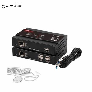 TreasLin 140m HDMI KVM エクステンダー 延長機器 HDMI to LAN HDCP 4K 1080P 対応 ディスプレイ CAT5E CAT6 CAT6e LANケーブル KVM USB 