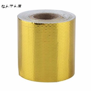Akozon粘着テープ 5m×5cm 車のアルミ 箔接着反射熱シールドラップテープ(金色)