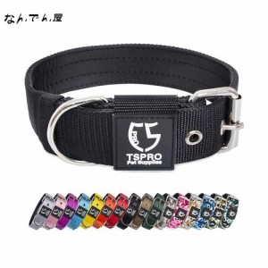 TSPRO タクティカルドッグカラー 1.5インチ幅の犬用カラー 軍用グレードの強力な犬用カラー 太い犬用カラー ヘビーデューティーメタルバ