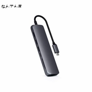 Satechi イーサネット付き スリム 7in1 USB-Cハブ (スペースグレイ) 4K HDMI(60Hz), USB-C PD(60W), 2xUSB-A, SD/Microカードスロット (M