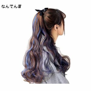 NICEHAIR ポニーテール ウィッグ グラデーションカラー エクステ ロング ふわふわ巻き髪 耐熱 9色選び つけ毛 (ダークブラウン＋パープル